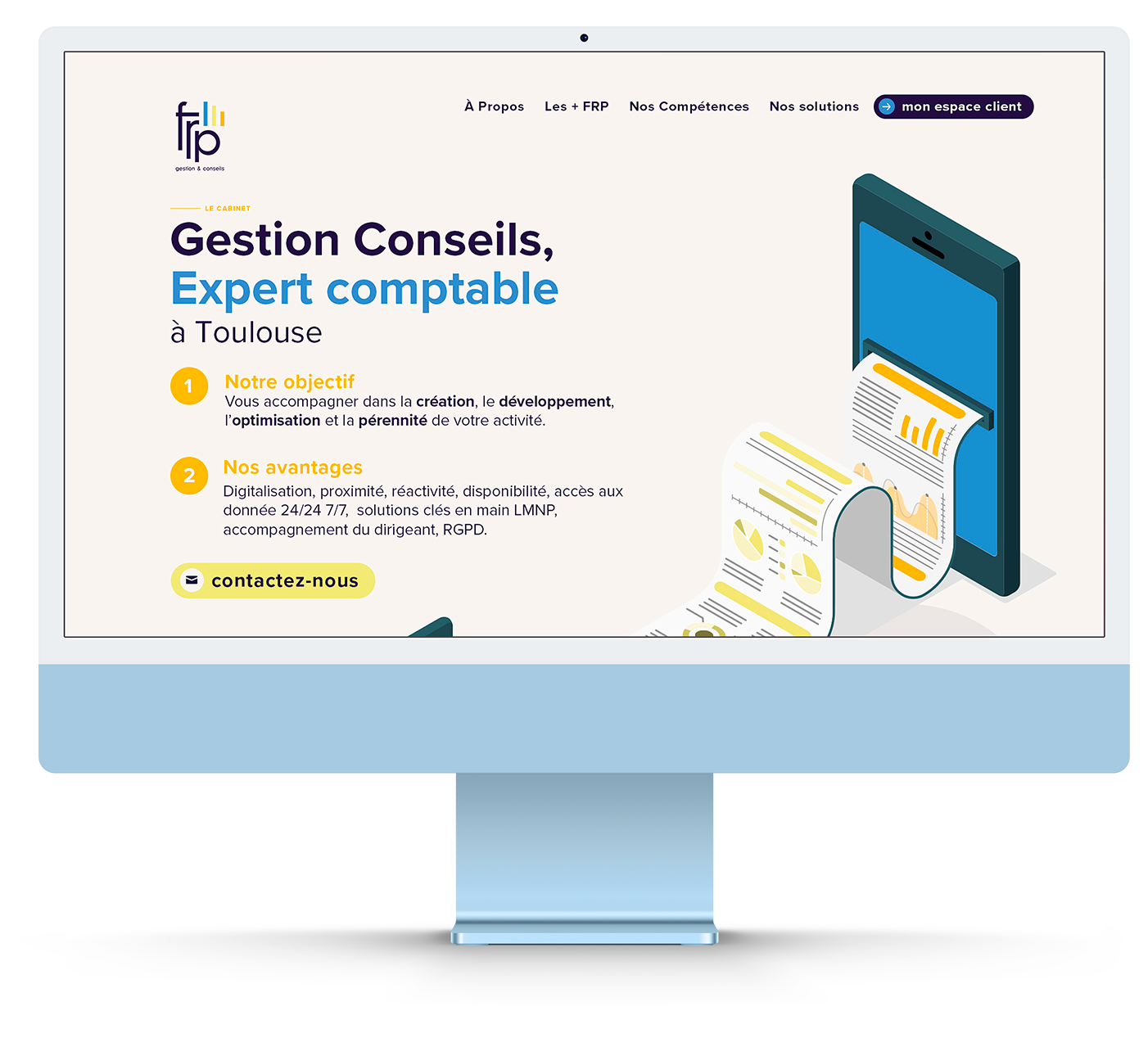 mockup représentant le site internet de frp dans un ordinateur